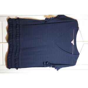 Lilly Pulitzer Daley Blouse Tee Top in solid navy cotton with tassel details